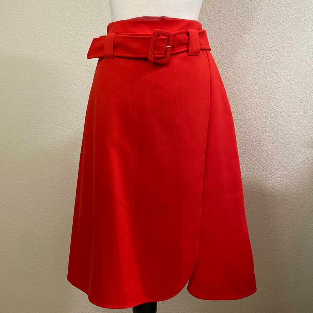 NWT Halogen red belted skirt midi Size 8‎